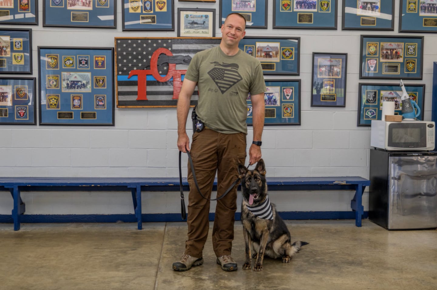 Crystal Lake Police Officer Peter Lewandowski with K-9 Osaka.