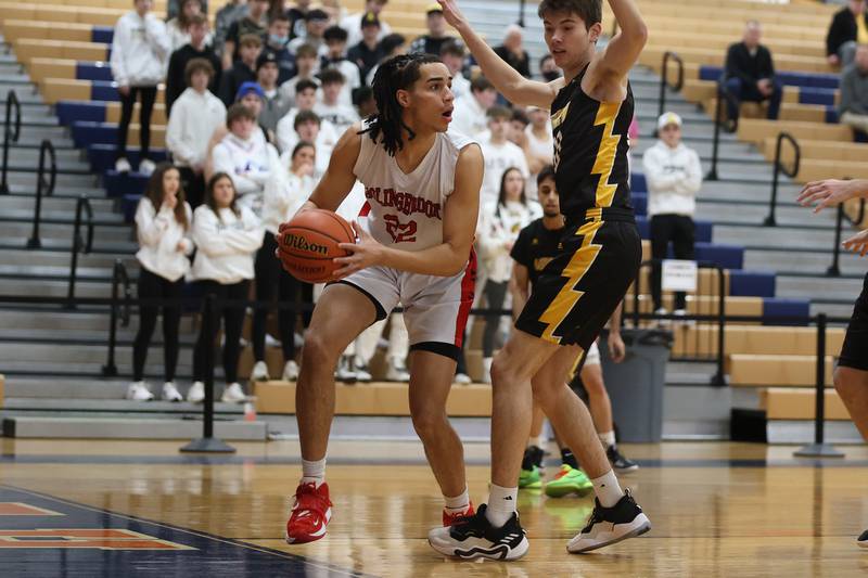 Bolingbrook’s Donaven Younger looks for an outlet against Andrew in the Class 4A Oswego Sectional semifinal. Wednesday, Mar. 2, 2022, in Oswego.