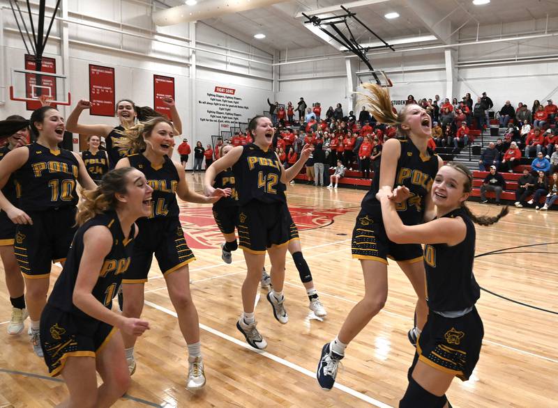 Polo players celebrate their Class 1A Amboy Regional title on Friday night.
