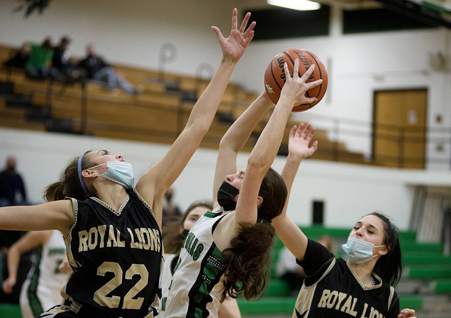 Rock Falls' Brooke Howard looks to put up a shot against Rockford Christian's Avery Demo on Saturday, Jan. 22, 2022.