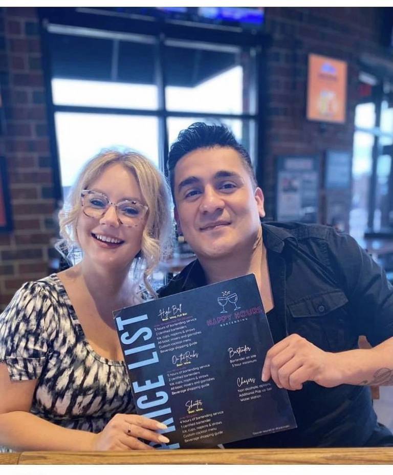 After starting their mobile bartending business in March, Happy Hours co-owners Megan Leuthold and Cesar Rodriguez are hoping to have a busy holiday season; Rodriguez said on Nov. 9, 2022, that they will be hosting up to three parties a day every weekend next month.