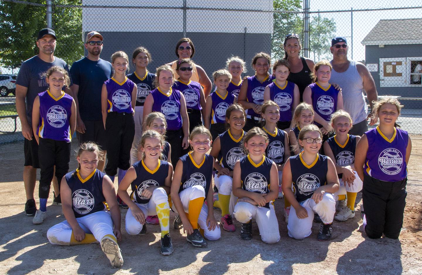 The city champion and runners-up Saturday, July 9, 2022, during the Ottawa Girls Fastpitch Association 11U city championship game at Peck Park.Saturday, July 9, 2022, during the Ottawa Girls Fastpitch Association 11U city championship game at Peck Park.