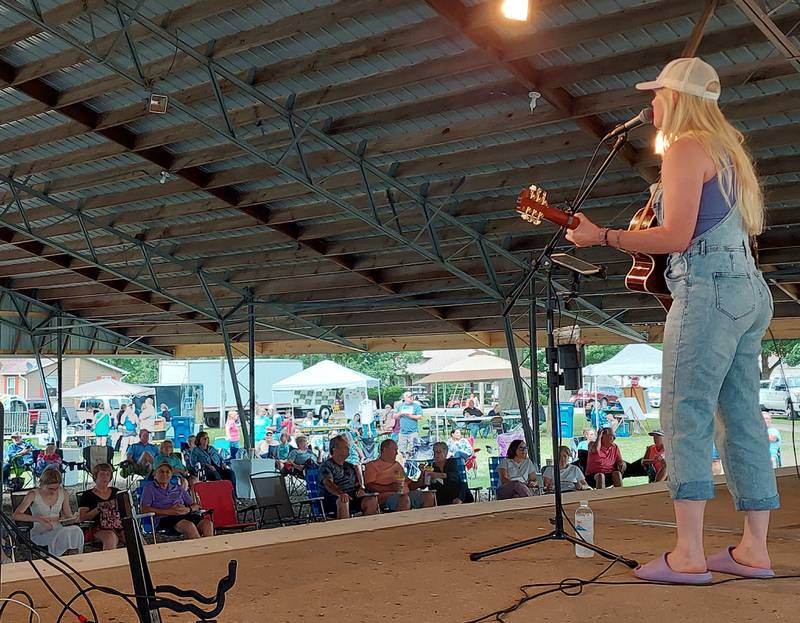 Angela Meyer performs Thursday, June 27, 2024, at the Sheffield Summer Festival in West Park.