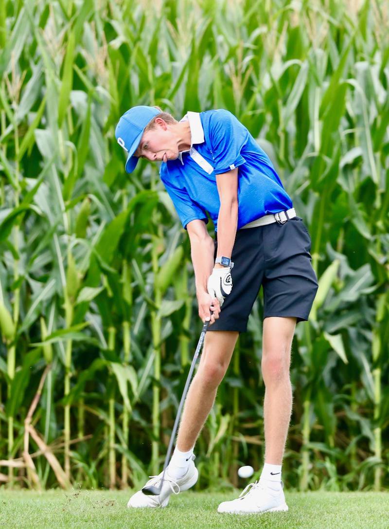 Princeton's Jackson Mason tees off Monday at Wyaton Hills Golf Course in Princeton.