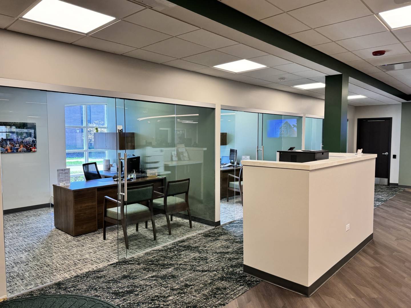 The downtown Crystal Lake Home State Bank, in a 2026 photo, recently completed Phase 1 of its major renovation project, with new amenities and a redesigned floor plan to enhance the customer experience, including private offices.