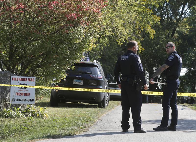 McHenry County Sheriff’s deputies investigate a shooting in the  8900 block of East Tryon Grove Road Thursday, Oct. 10, 2024.