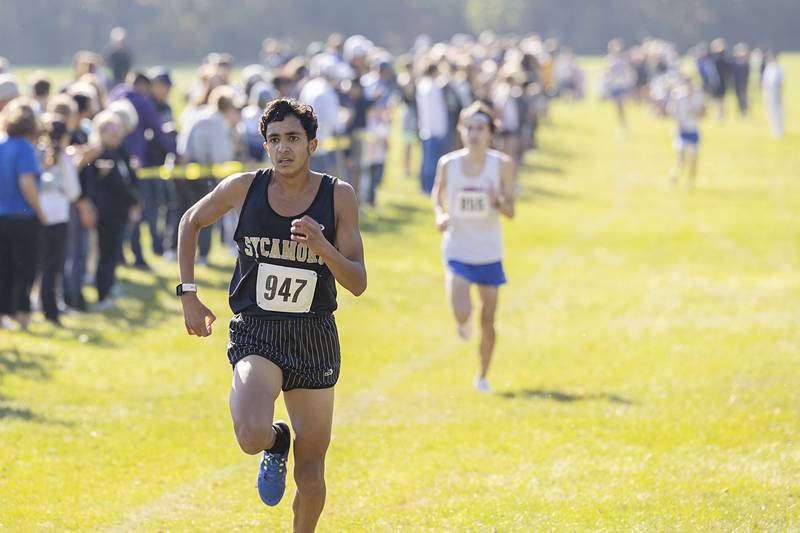 Sycamore’s Naif Al Harby finishes in fifth place Saturday, Oct. 22, 2022 class 2A cross country regional in Sterling.