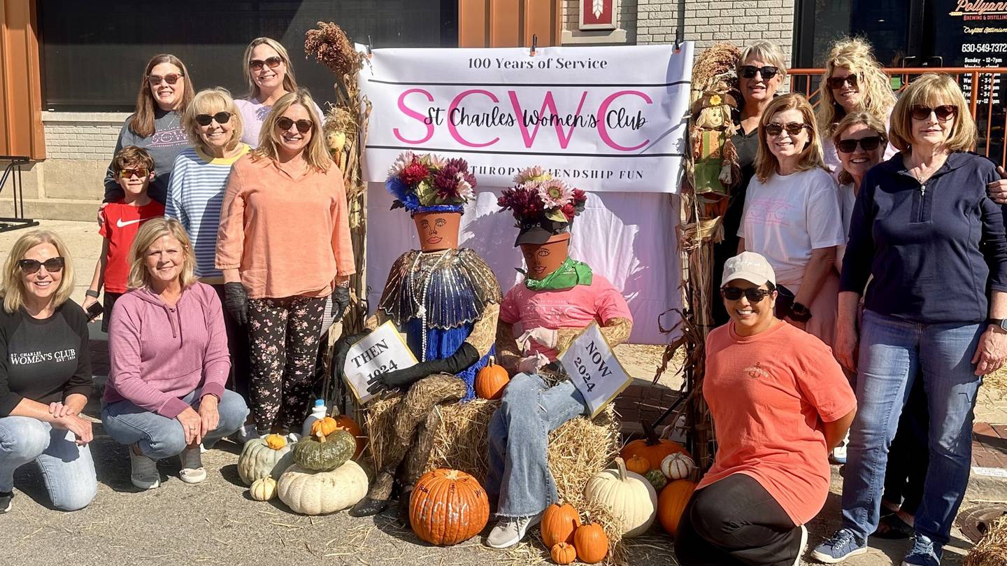 Members of the St. Charles Women's Club at the 2024 Scarecrow Weekend in downtown St. Charles.