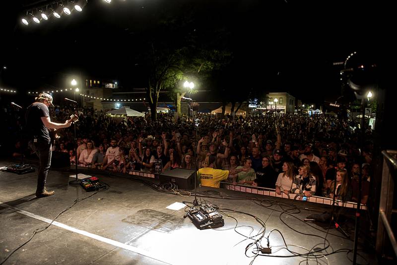 Friday night headliner Travis Denning performs for the crowd on the G&M Stella Main Stage July 1, 2022 at Dixon’s Petunia Fest. Denning completed the day full of music and fun at Petunia Fest.