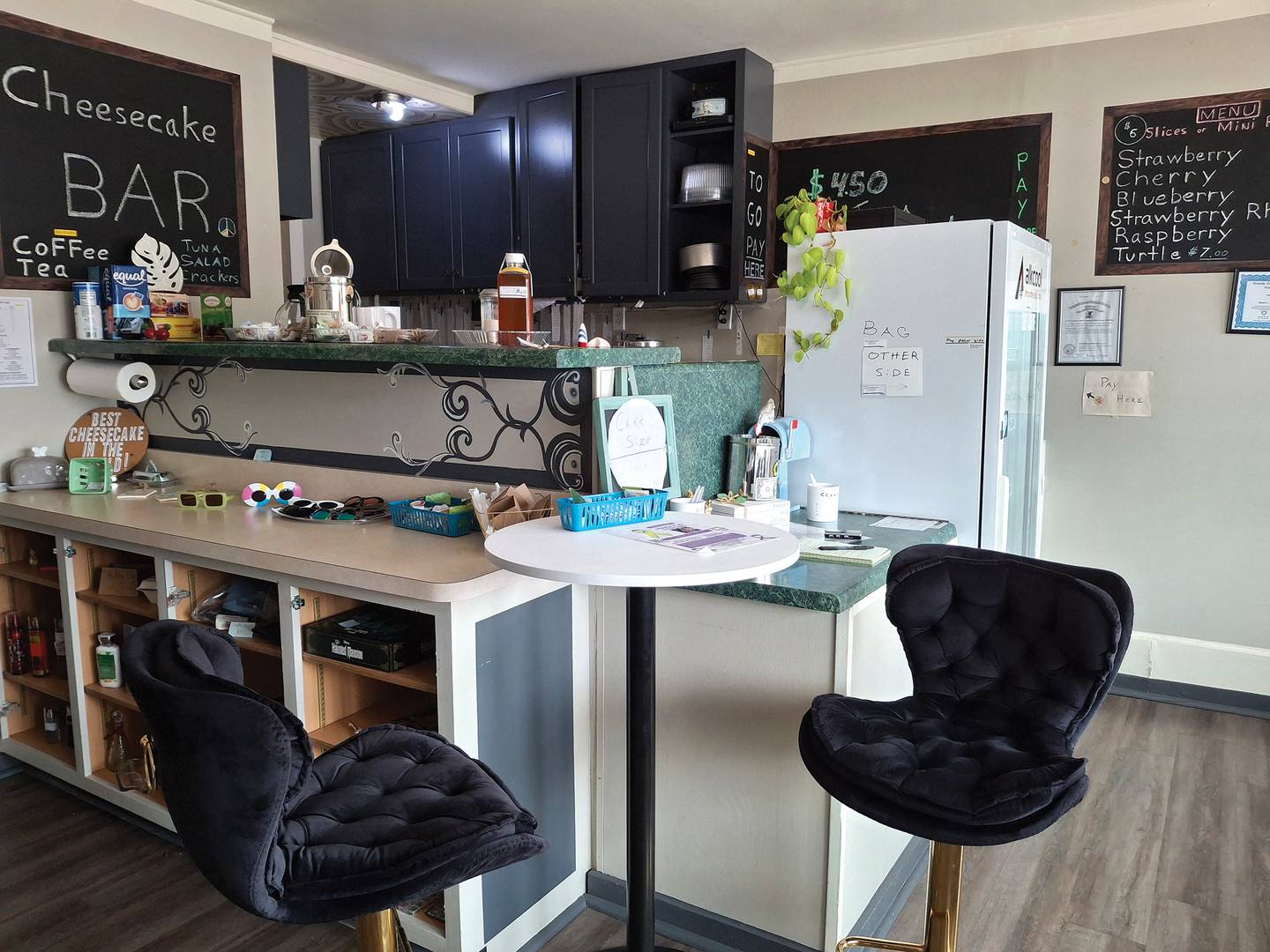 Julie's Cheesecake Cafe in Morris serves 21 flavors of cheesecake. Guests can walk in to buy fresh slices or order full cheesecakes at least 24 hours in advance.
