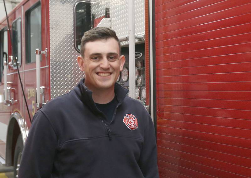 Ottawa firefighter and paramedic Austin Eby poses for a photo at the Ottawa Fire Station off of State Street on Thursday, April 18, 2024 in Ottawa.