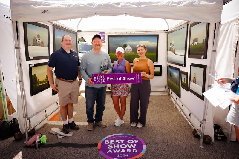 Gary Stretar wins the 2024 St. Charles Fine Art Show's Best of Show award for an oil painting.