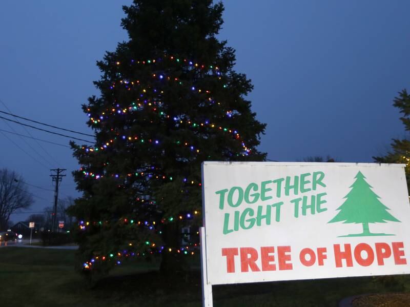 The Tree of Hope is lit on Wednesday, Dec. 14, 2022 at the Horizon House in Peru. The goal this year is to light 1,100 bulbs with gifts totaling $55,000. Thats the largest goal the facility has ever had. As each $50 that is received in December, a light will be added to to the huge Christmas tree in front of Horizon House. Gifts less than $50 will be combined so that every gift will help light the Tree of Hope.