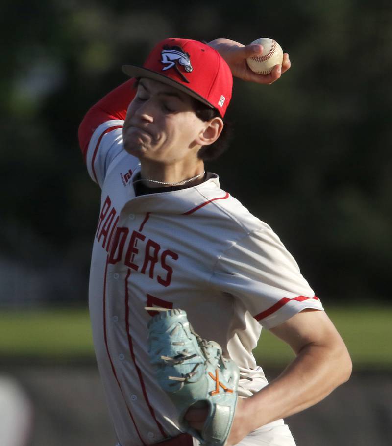 Huntley's Josh Rudnick throws a pitch during a Fox Valley Conference baseball game against McHenry on Tuesday, May 8, 2026, at Huntley High School.