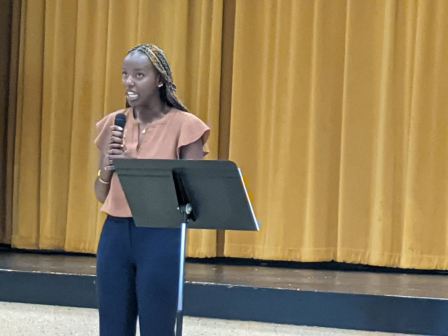During the second annual CommUNITY in Education Breakfast on June 3, Hope Rie, a recent Oswego East High School graduate, talked about her experience as a student School Board member.
