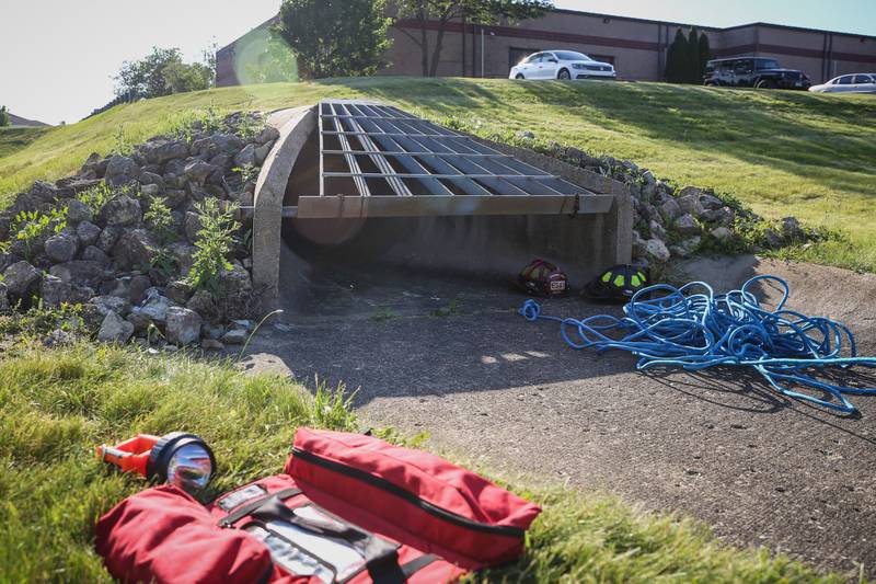 Crystal Lake Fire Rescue Department, with help from police, public works and residents, rescued two girls who entered a storm drain and got lost inside the system on Tuesday, June 21, 2022.