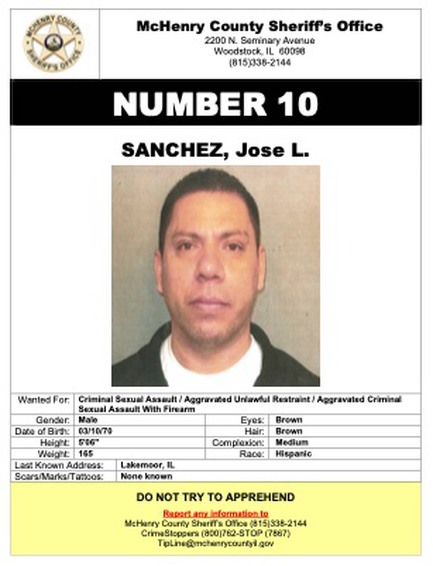 McHenry County's Most Wanted as of March 15, 2024.