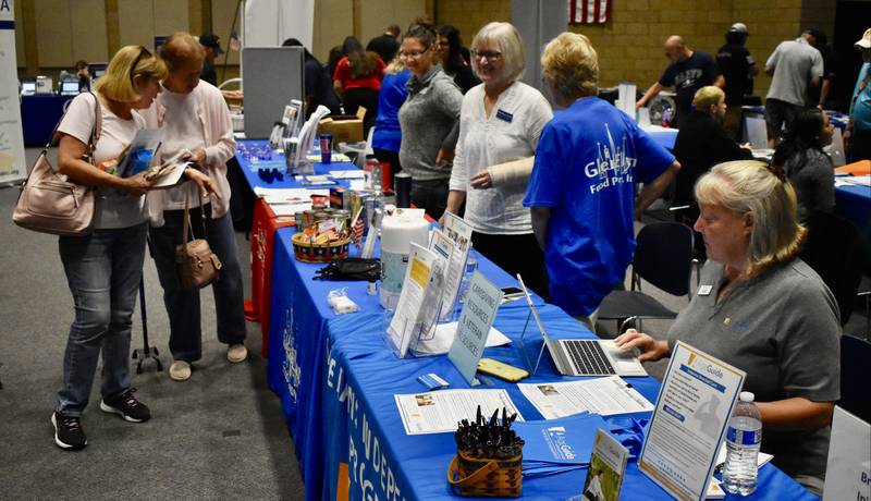 The Glen Ellyn Food Pantry was one of several social service organizations that met with veterans at the annual DuPage County Veterans Resource Fair held at the county complex in Wheaton. The fair is designed to connect veterans and their families with the services they need.