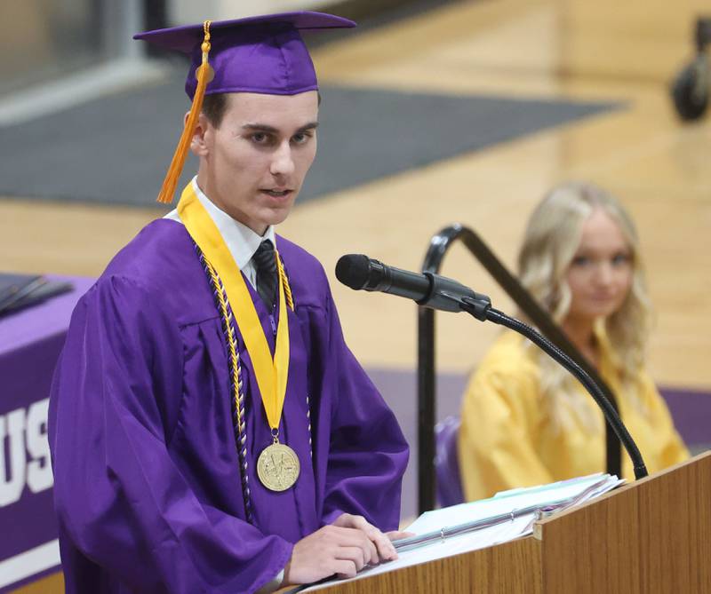 Serena High School valedictorian Ian Watkins speaks during the Serena High School Class of 2026 commencement ceremony on Saturday, May 23, 2026 at Serena High school.