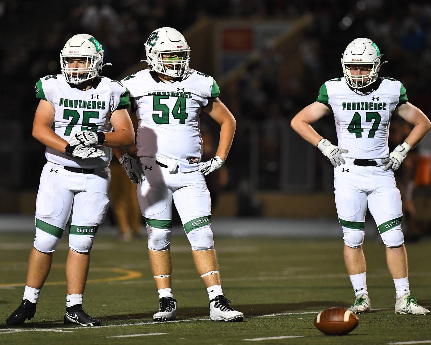 Providence Catholic's defensive lineman in action on Friday, Sep.  17, 2021, at Joilet Memorial Stadium in Joilet, IL.