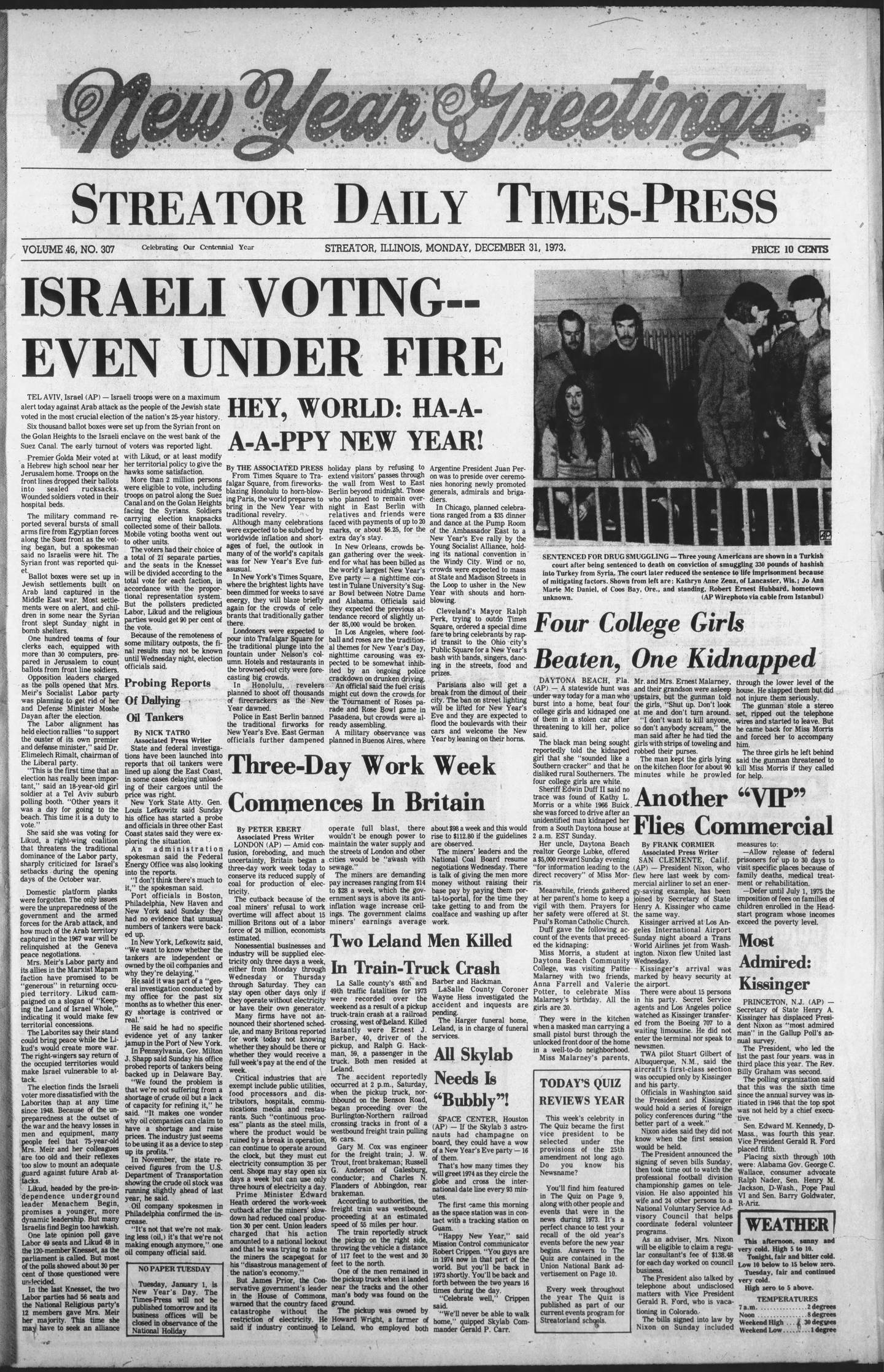 The Streator Daily Times-Press on Dec. 31, 1973.