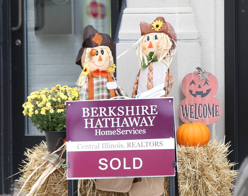 This scarecrow is located at Berkshire Hathaway Home Services on Wednesday, Oct. 11, 2023 in Princeton. The scarecrow is part of  the Princeton Area Chamber of Commerce's Scarecrow Fest.