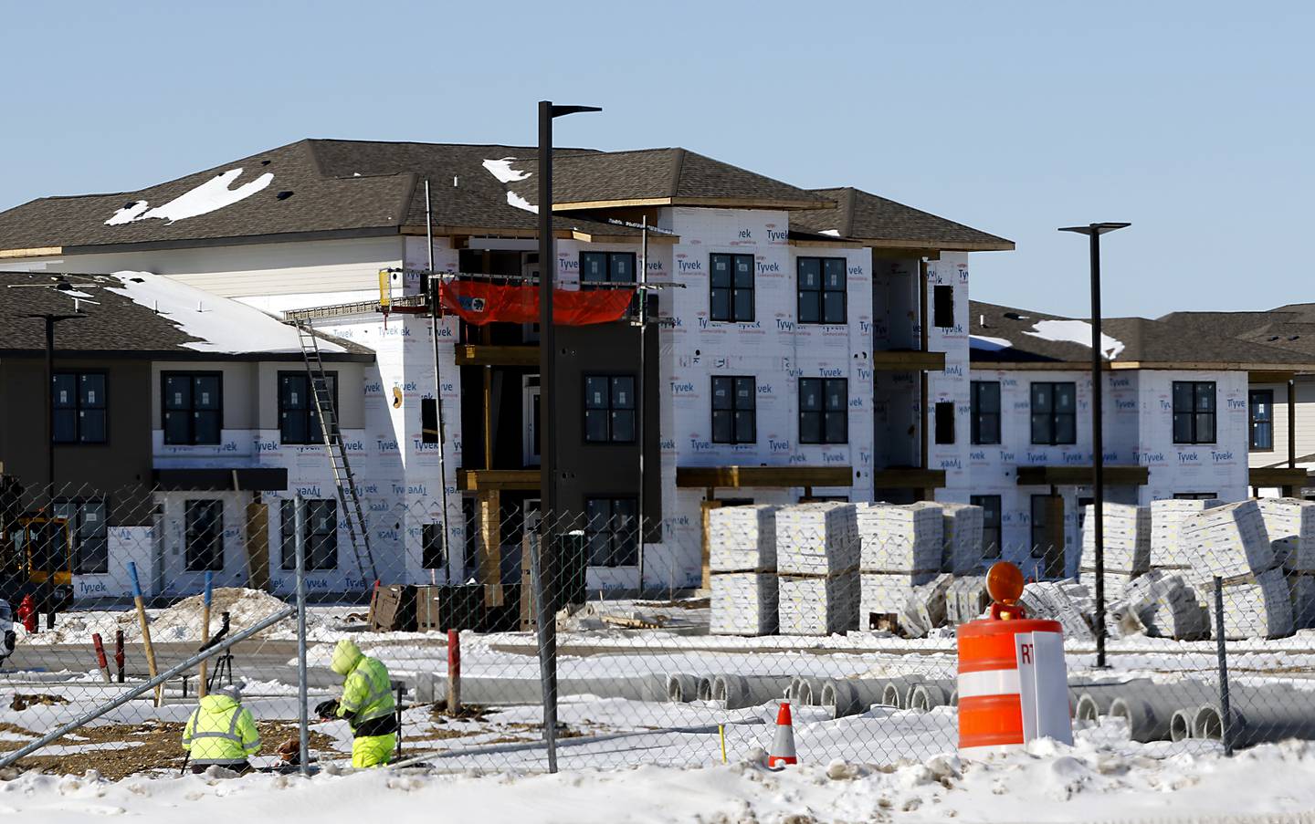 Work continues on the Waters Edge development project on Feb. 20. 2025, in Crystal Lake.
