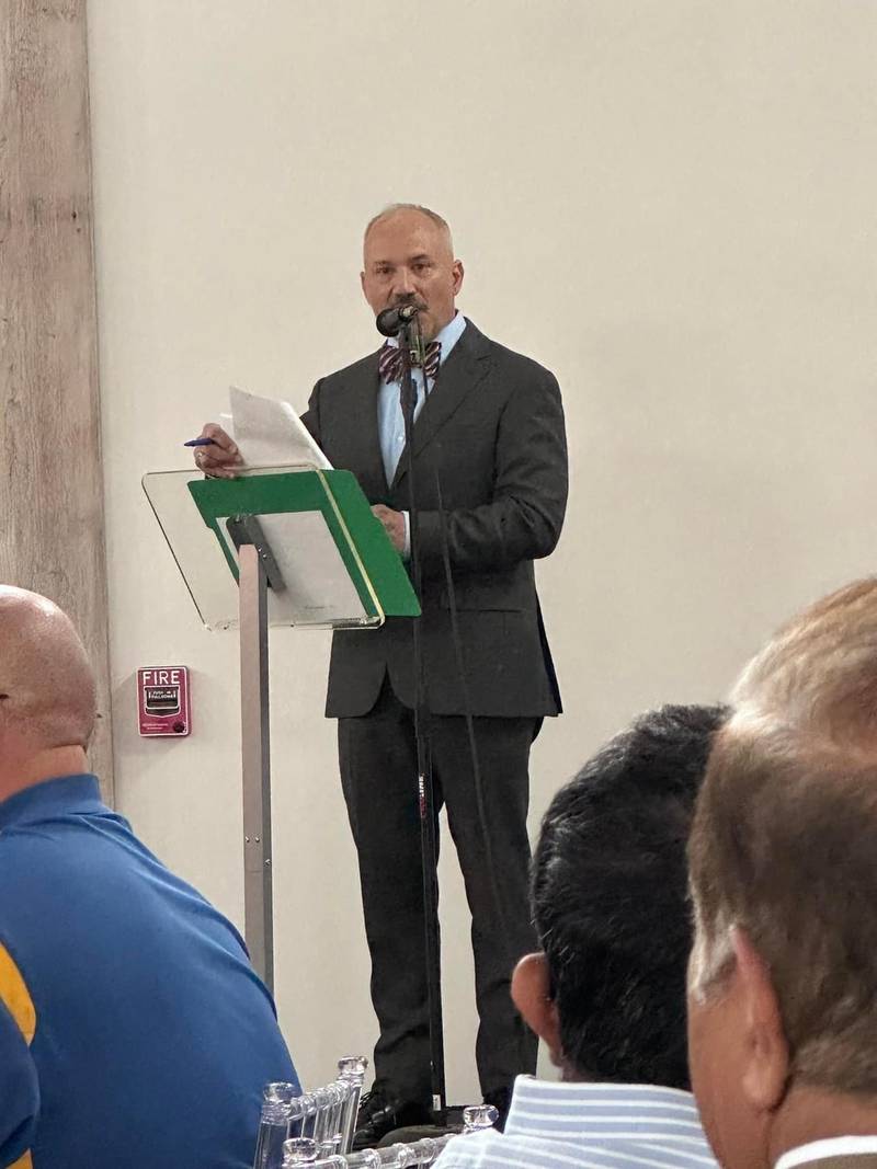 Plainfield Village President John Agroudelis delivers his State of the Village address on May 9.