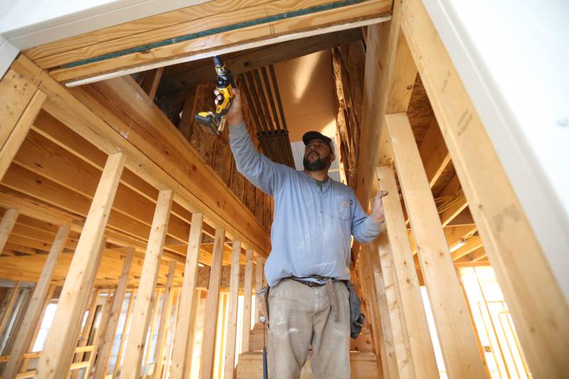 Lupe Corral with Corral Interior & Exterior drills a piece of drywall inside the Second Story Teen Center on Wednesday, Dec. 12, 2024 in Princeton. Construction is coming along quite nicely. Work is expected to be completed in the Spring of 2025. The center is $250,000 short of completing the project. They are asking the community for donations. Every week, Second Story Teen Center provides meals, mentorship, and a safe place for approximately 150 teens to gather, grow, and thrive. Over the years, the center has been instrumental in fostering positive change in the community, contributing to a decline in teen suicide rates and teen theft.