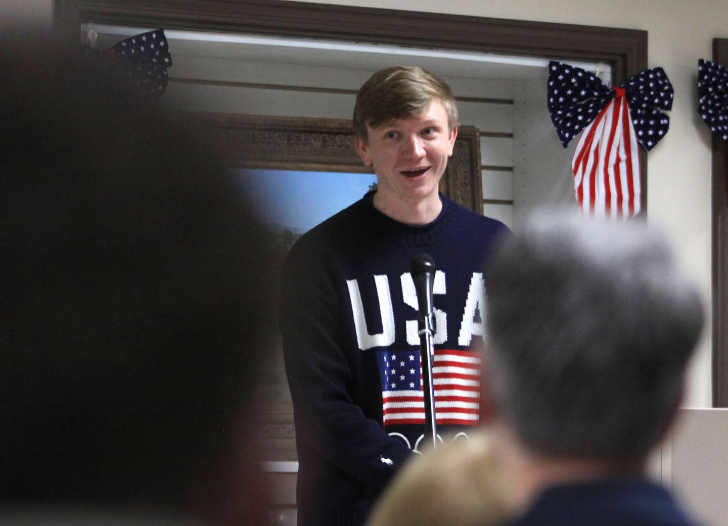 Olympic speed skater Ethan Cepuran was celebrated Sunday during a reception at the Glen Ellyn Historical Society