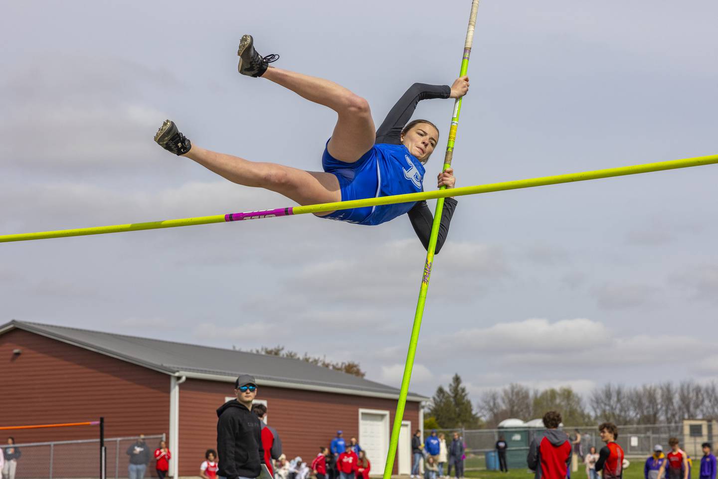 Princeton High School's Josie Sierens leaps over the bar during the pole vault at the Rollie Morris Invite on April 19, 2025 at Hall High School.