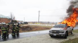 Elected leaders get firefighter training, hear referendum pitch at Oswego district event