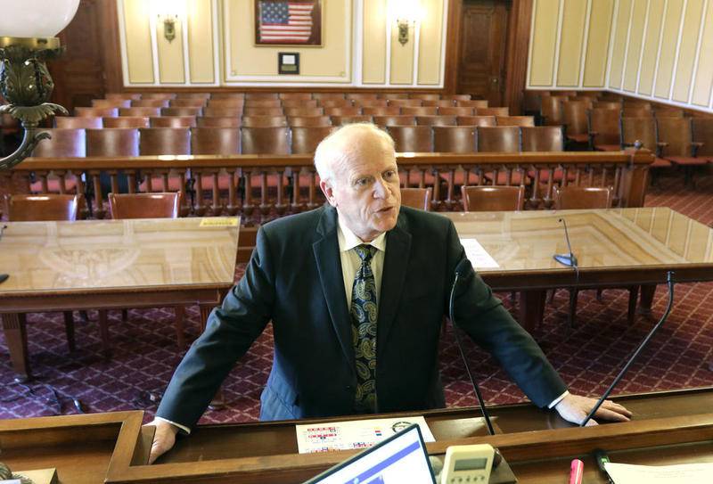 DeKalb County Judge William Brady talks in his courtroom Tuesday about what being a judge means to him. Brady will be retiring after a long career practicing law in the county.