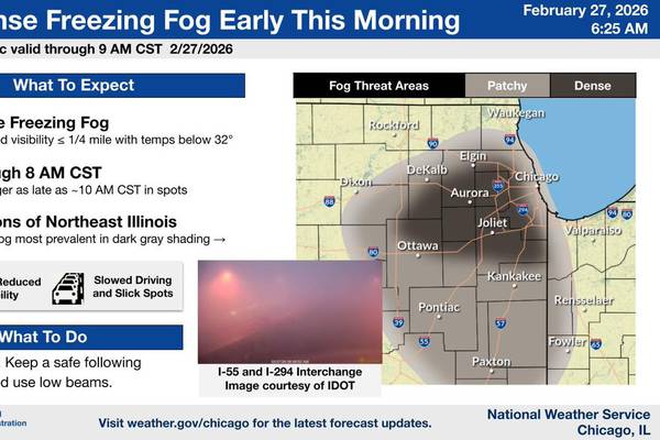 Areas of freezing fog making way across northern Illinois 