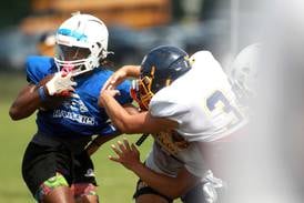 Photos: Oswego East, Sterling and Glenbard South hold joint football practice