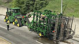 Route 251 lane closes in Peru after hydraulic fluid leak, after tractor with farm implement strikes overpass