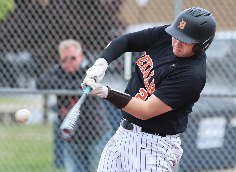 DeKalb's Hunter Kriese takes a cut Tuesday, May 5, 2026, during their game against Neuqua Valley at DeKalb High School.