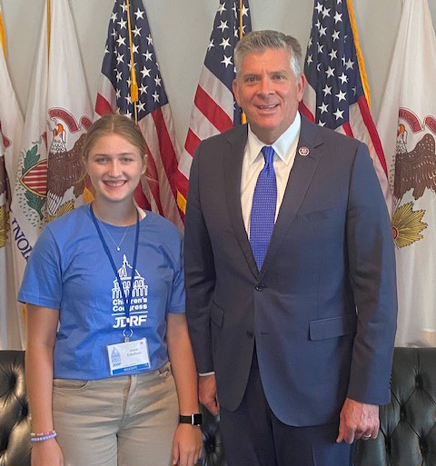 Walnut's Josie Edlefson and Rep. Darrin LaHood pictured during the JDRF Children's Congress event in Washington D.C.