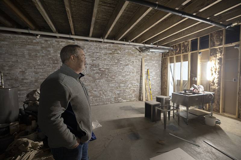 Greg Huffman stands in what will be the bar area of Lena’s Friday, Jan. 10, 2025, in Dixon.