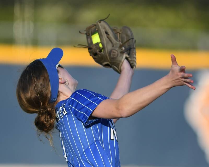 St. Charles North's Ella Heimbuch catches the ball during the game on Wednesday April 24, 2024, while traveling to take on Lake Park High School.