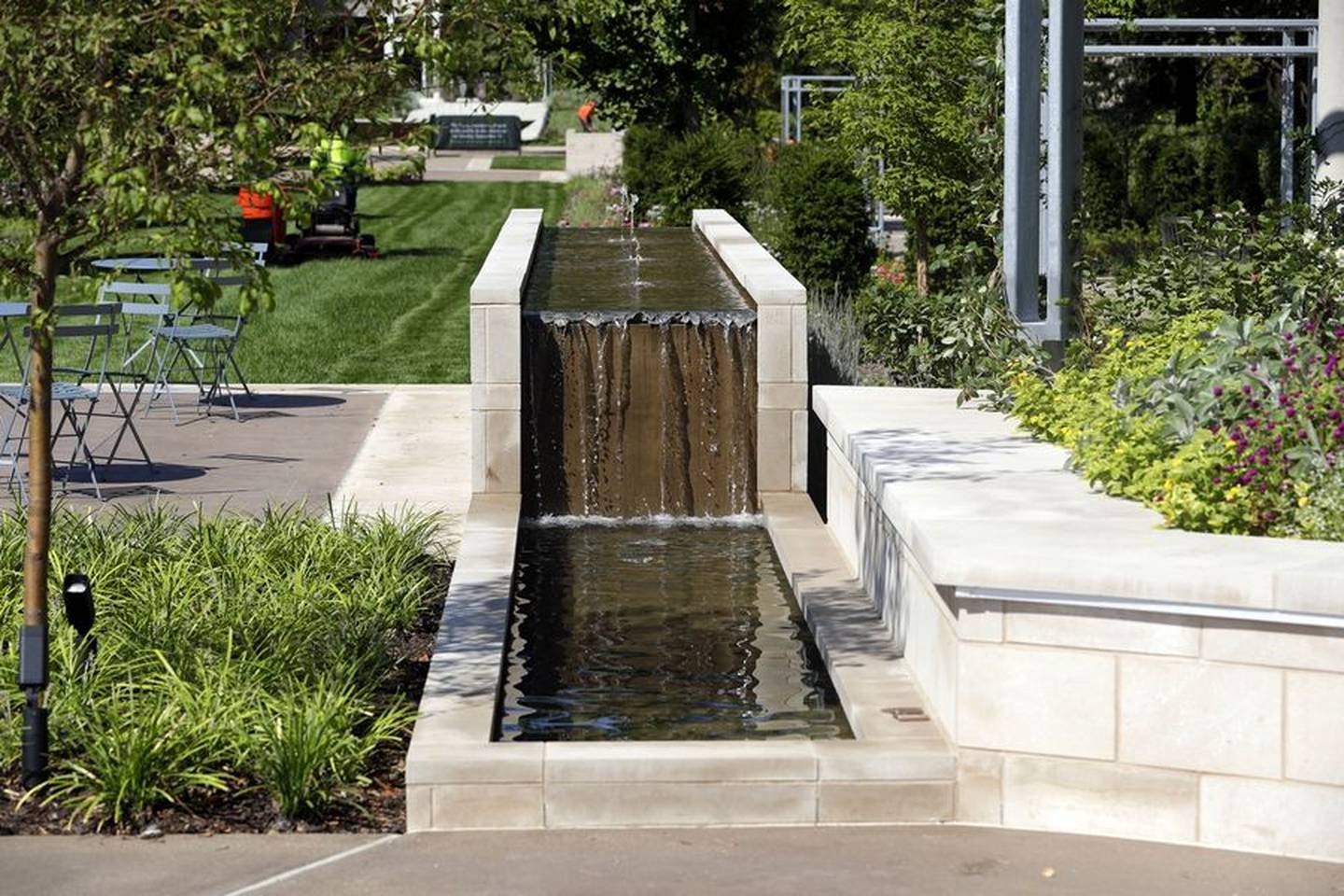 The sound of water offers serenity throughout the "Grand Garden.
