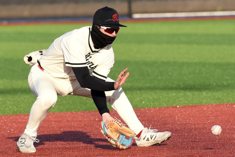 Bradley-Bourbonnais' Jace Boudreau fields a ground ball during a game against Kankakee at 315 Sports Park in Bradley Friday, March 27, 2026.