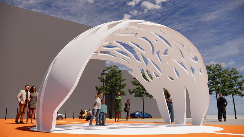 The "Dome of Unity," a sculpture to be created in the new Joliet city square, will be made of stainless steel with a design resembling paper cut art. Aug. 21, 2025