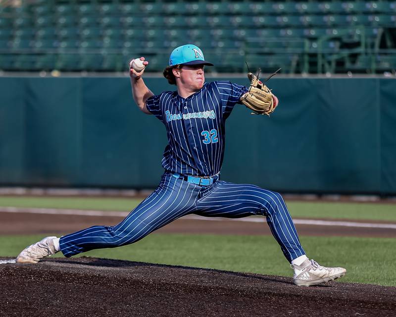 Nazareth's Finn O 'Meara (32) delivers a pitch during the Class 3A Crestwood Supersectional game between St. Ignatius at Nazareth.  June 6, 2022.