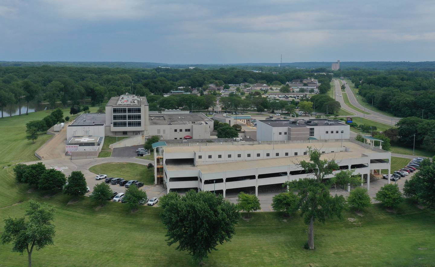 An aerial view of OSF St. Elizabeth Hospital on Thursday, June 13, 2024 in Ottawa.