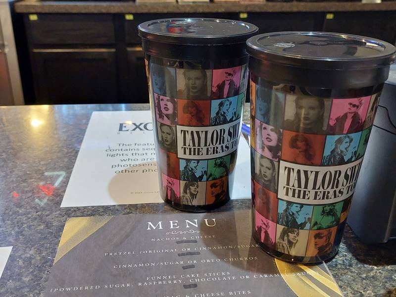 The “Taylor Swift: The Eras Tour Concert” film opened in local theaters Thursday, Oct. 12, 2023. Among the excitement of seeing the film, many theaters, such as Streator's Eagle 6, had Swift gear for sale.