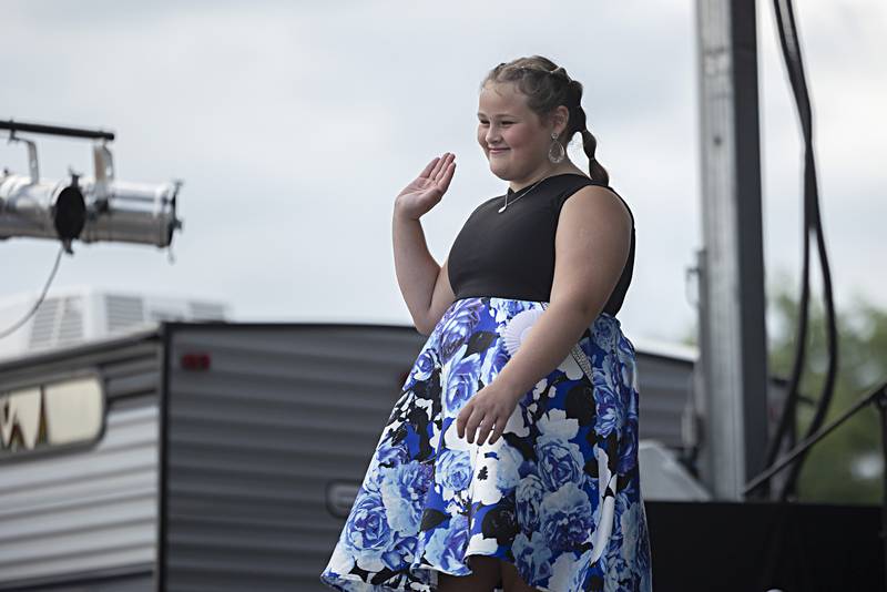 Brooklyn King walks the stage Wednesday August 2, 2023 during the Young Miss Ogle County pageant.