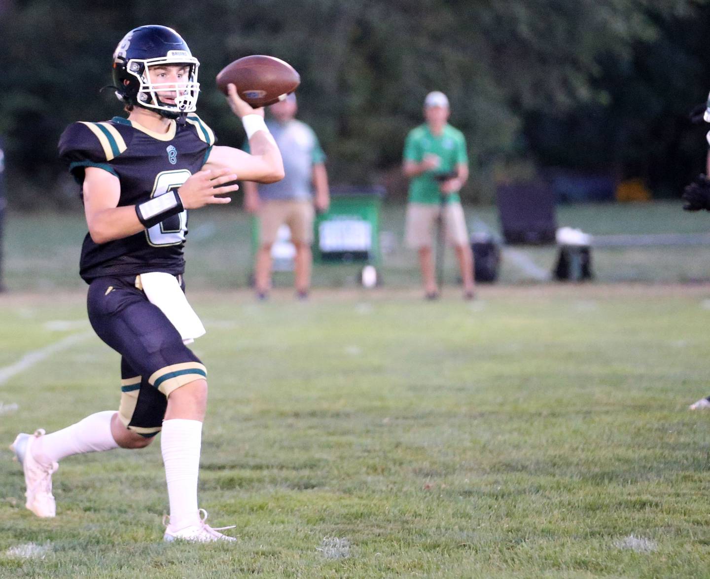 St. Bede quarterback Gino Ferrari throws a pass against Seneca on Friday, Sept. 20, 2024 at St. Bede Academy.