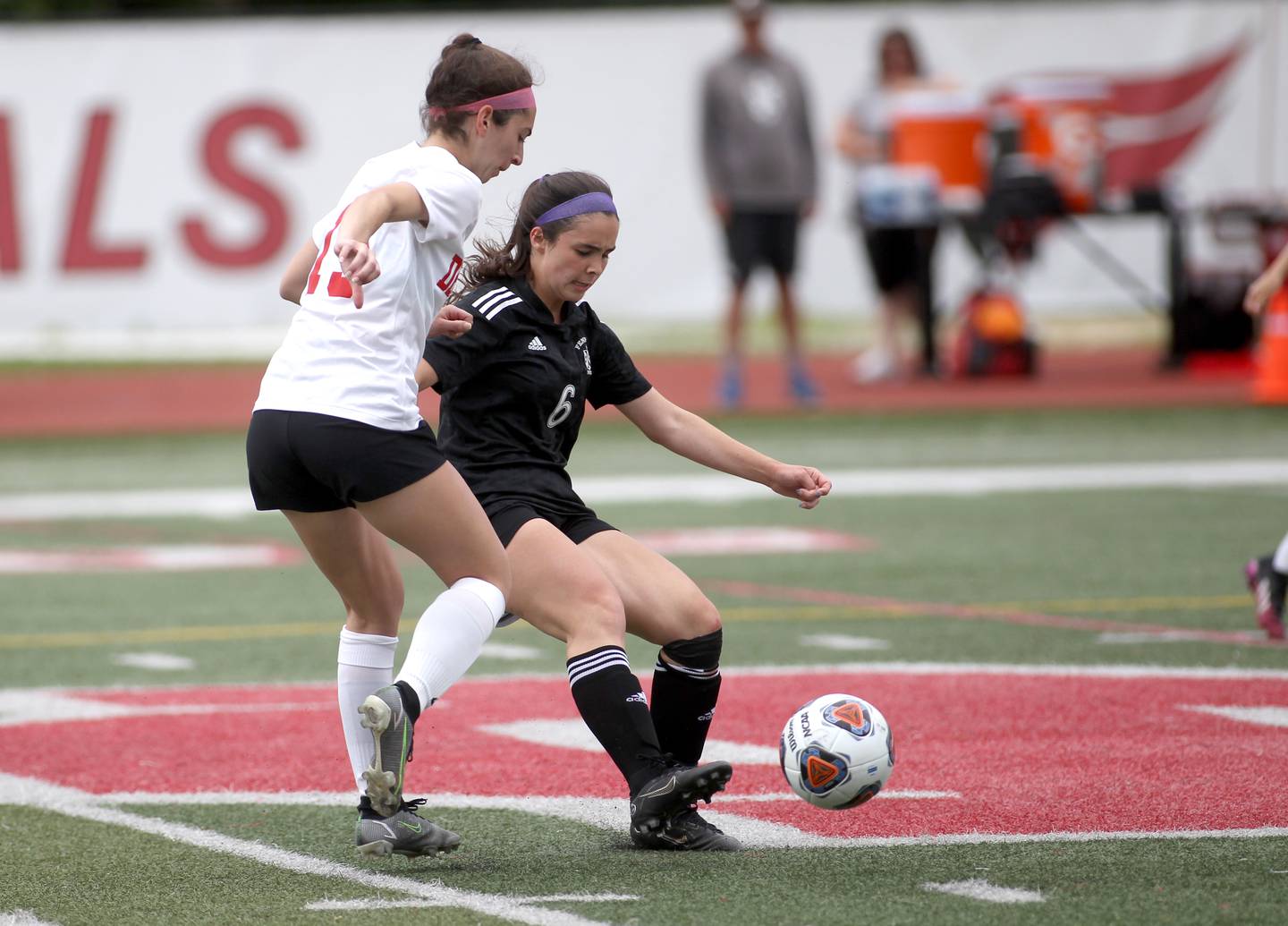 Fenwick's Fiona Roche (6) kicks the ball during their IHSA Class 2A State consolation game against Deerfield at North Central College in Naperville on Saturday, June 4, 2022.