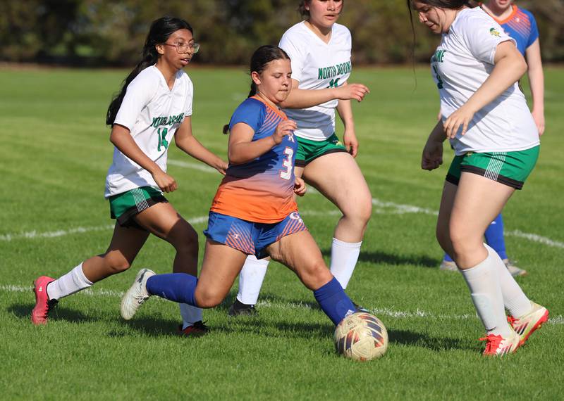 Genoa-Kingston's Ayva Hernandez gets ready to shoot Thursday, April 23, 2026, during their game against North Boone at Genoa-Kingston High School.